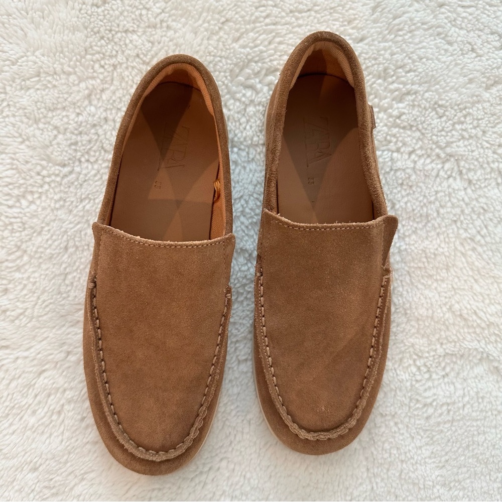 Zara Tan Suede Loafers